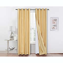 2 Pack Double Layered 100% Blackout Window Curtains - 50 in. W x 63 in. L, Gold/White