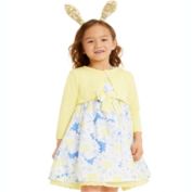 Blueberi Boulevard Toddler Girl&#39;s 2 Pc Shrug & Floral Dress Set Yellow Size 4T