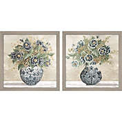 Great Art Now Feeling Blue by Cindy Jacobs 14-Inch x 14-Inch Framed Wall Art (Set of 2)