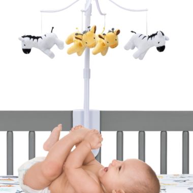 Bedtime Originals Mighty Jungle Animals Giraffe/Zebra Musical Baby Crib Mobile. View a larger version of this product image.