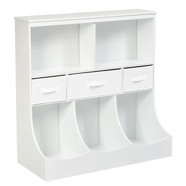 Slickblue Freestanding Combo Cubby Bin Storage Organizer Unit W/3 Baskets-White. View a larger version of this product image.