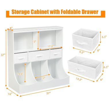 Slickblue Freestanding Combo Cubby Bin Storage Organizer Unit W/3 Baskets-White. View a larger version of this product image.
