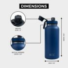 Alternate image 2 for BOZ Stainless Steel Water Bottle XL - Monaco Blue (1 L / 32oz) Wide Mouth, BPA Free, Vacuum Double Wall Insulated