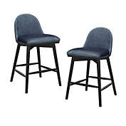Hillsdale Furniture St. Claire Wood Counter Height Stool, Set of 2, Black with Blue Fabric