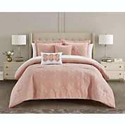 Chic Home Adaline Comforter Set Embroidered Design Bedding - Decorative Pillows Shams Included - 5 Piece - Queen 90x92", Blush