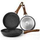 Alternate image 1 for RAINBEAN 3-Piece Aluminum Non-Stick Induction Frying Pan Set