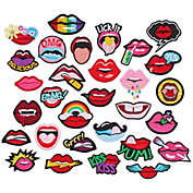 Bright Creations Lip Iron On Patches (30 Piece Set) Mouth Embroidered Applique, DIY Sew On Clothing, Backpacks, Hats, Jackets