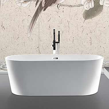 Bath, Kitchen & Basic 100% Acrylic Freestanding Bathtub Contemporary Soaking Tub with Brushed. View a larger version of this product image.