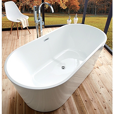 Bath, Kitchen & Basic 100% Acrylic Freestanding Bathtub Contemporary Soaking Tub with Brushed. View a larger version of this product image.