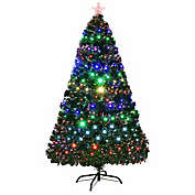 Costway 5-Foot Pre-Lit Fiber Optic Artificial Christmas Tree w/Multicolor LED Lights & Stand