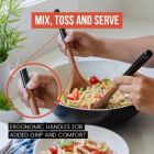 Alternate image 3 for Chef Pomodoro Salad Servers or Salad Tongs, Set of Two, 12" Long Pair, Wooden Utensils for Serving Salad, Salad Forks or Salad Lifter, Mango Wood (Black)