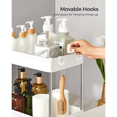 SONGMICS Under Sink Organizers and Storage, 2-Tier Bathroom Organizer Under Sink, Under Cabinet Storage, Kitchen Cabinet Organizers and Storage, 15.7 x 8.7 x 12.2 Inches, White. View a larger version of this product image.