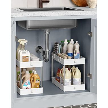 SONGMICS Under Sink Organizers and Storage, 2-Tier Bathroom Organizer Under Sink, Under Cabinet Storage, Kitchen Cabinet Organizers and Storage, 15.7 x 8.7 x 12.2 Inches, White. View a larger version of this product image.