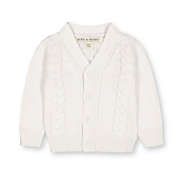 Hope & Henry Baby Cable Knit Cardigan Sweater (Soft White, 3-6 Months)