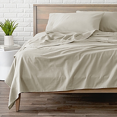 Bare Home Flannel Sheet Set 100% Cotton, Velvety Soft Heavyweight - Double Brushed Flannel - Deep Pocket (Cream Puff, Queen). View a larger version of this product image.