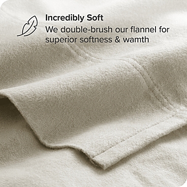 Bare Home Flannel Sheet Set 100% Cotton, Velvety Soft Heavyweight - Double Brushed Flannel - Deep Pocket (Cream Puff, Queen). View a larger version of this product image.