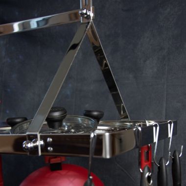 Slickblue Heavy Duty Ceiling Mounted Rectangle Stainless Steel Hanging Pot Rack. View a larger version of this product image.