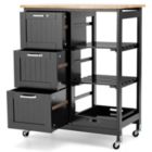 Alternate image 1 for Slickblue Rolling Kitchen Island Utility Storage Cart with 3 Large Drawers-Black