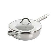 Sangerfield 3 Piece 4 Quart Stainless Steel Saute Pan with Lid and Splatter Guard