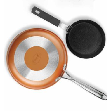Gotham Steel Copper Cast Textured 2-Piece Cookware Set Non-Stick 9.5" & 5.5" Frying Pans Black. View a larger version of this product image.