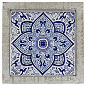 Raz 9.75" Blue and White Floral Tile Wall Decor