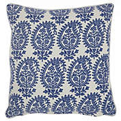 HomeRoots Home Decor. Blue and Ivory Bohemian Paisley Throw Pillow.