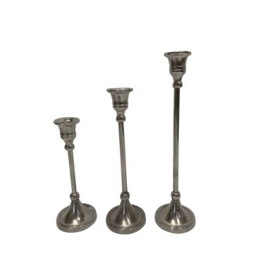BIDK Home 12" Silver Contemporary Candlestick Holder Tabletop Decor - Large. View a larger version of this product image.