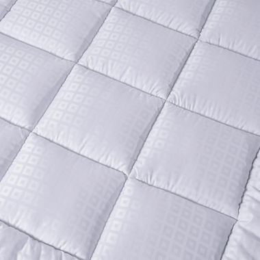 Unikome Grid Jacquard Down Alternative Mattress Topper in White, Full. View a larger version of this product image.