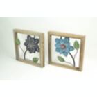 Alternate image 1 for Things2Die4 2 Piece Sculpted Metal Flowers Wall Hanging Set With Wooden Frames