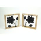 Alternate image 2 for Things2Die4 2 Piece Sculpted Metal Flowers Wall Hanging Set With Wooden Frames