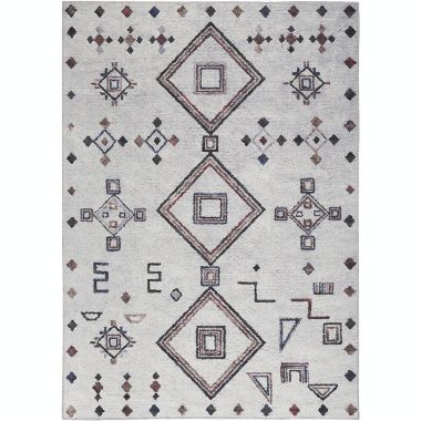 Nicole Curtis Machine Washable Series 1 7'10" x 9'10" Ivory/Multi Bohemian Indoor Rug. View a larger version of this product image.