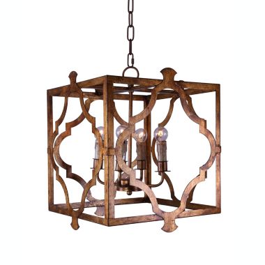 TX USA Dade Metal Square and Geo Chandelier - Distressed Gold. View a larger version of this product image.