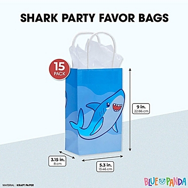 Blue Panda Shark Birthday Party Favor Gift Bags (Blue, 9 x 5.3 x 3.15 in, 15 Pack). View a larger version of this product image.