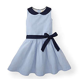 Hope & Henry Girls' Seersucker Peter Pan Collar Dress (Blue, 4)