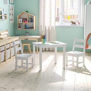 Flash Furniture Kids Solid Hardwood Table and Chair Set for Playroom, Bedroom, Kitchen - 3 Piece Set - White. View a larger version of this product image.