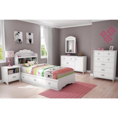White Twin Bed With Storage Baby, Caspian White Twin Bookcase Bed With Storage