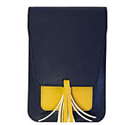 K. Carroll 7.5" Navy Blue and Yellow Harper Crossbody Bag with Tassel Accent