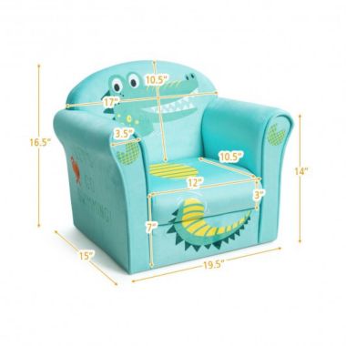 Costway Kids Crocodile Armrest Upholstered Couch. View a larger version of this product image.