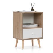 JAXPETY Set of 2 Nightstand Bedside Table with Open Shelf and Drawer for Bedroom and Living Room