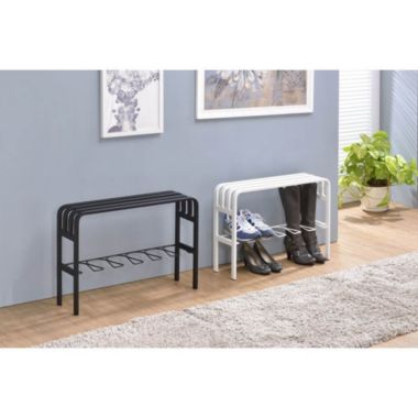 Proman Products Horizon Entryway Bench in Black, Can Be a Decor By The Entrance, At Home or Small Office. View a larger version of this product image.