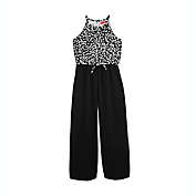 Aqua Girl&#39;s Leopard Print Jumpsuit Black Size Large