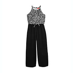 Aqua Girl's Leopard Print Jumpsuit Black Size Large