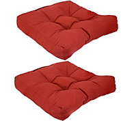 Sunnydaze Indoor/Outdoor Olefin Large Round Tufted Floor Meditation or Chair Cushion - 22" - Brick Red - 2pk