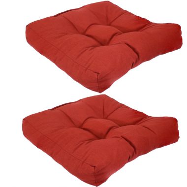 Sunnydaze Indoor/Outdoor Olefin Large Round Tufted Floor Meditation or Chair Cushion - 22" - Brick Red - 2pk. View a larger version of this product image.