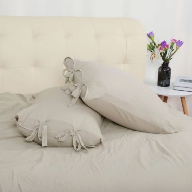 PiccoCasa Solid Duvet Cover Set, Soft Washed Microfiber Bedding 3 Piece Set, Solid Color Comforter Cover with Bowties Closure & Corner Ties, Modern Style Bedding Collection Queen Tan. View a larger version of this product image.