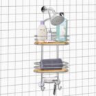 Alternate image 3 for ToiletTree Products Steel & Bamboo Hanging Caddy Shower Organizer