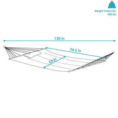 Sunnydaze Heavy-Duty 2-Person Quilted Printed Fabric Spreader Bar Hammock and Pillow - 450 lb Weight Capacity - Watermelon and Chevron. View a larger version of this product image.