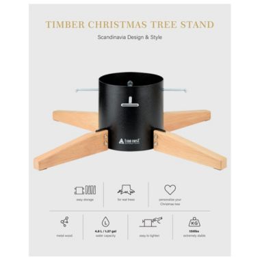 Tree Nest Christmas Tree Stand Base for 10ft Real Trees Decoration Timber, Large Black. View a larger version of this product image.