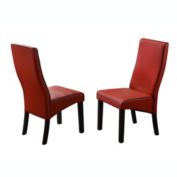 Pilaster Designs Eugene Parsons Dining Chairs, Red Faux Leather & Cappuccino Wood Legs, (Set of 2)