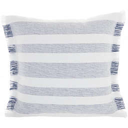 HomeRoots Home Decor. Navy Blue and White Soft Stripes Square Throw Pillow.